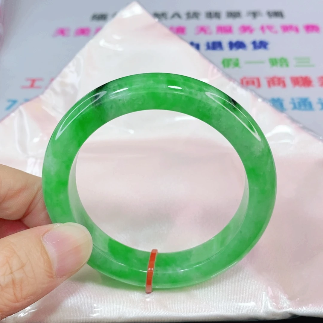 未镶嵌手镯翡翠52.2圈口正圈-帝王绿