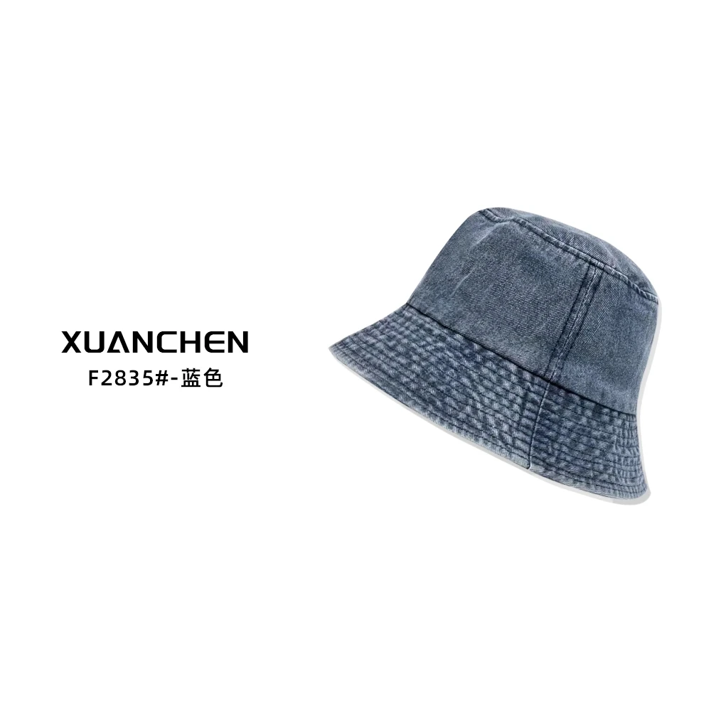 时尚休闲百搭纯色盆帽女士亚麻棉百搭款渔夫帽帽子#2835