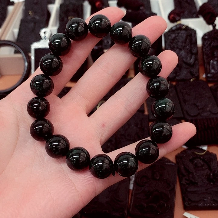 天然a货钢琴黑手串卡12.8