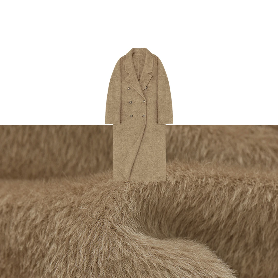 自在从绒双面高端牦牛绒桑蚕丝中长款大衣
