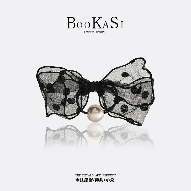 「秋野 」韩系珠珠波点蝴蝶结发圈网红新款头绳女夏季法式发绳E-52