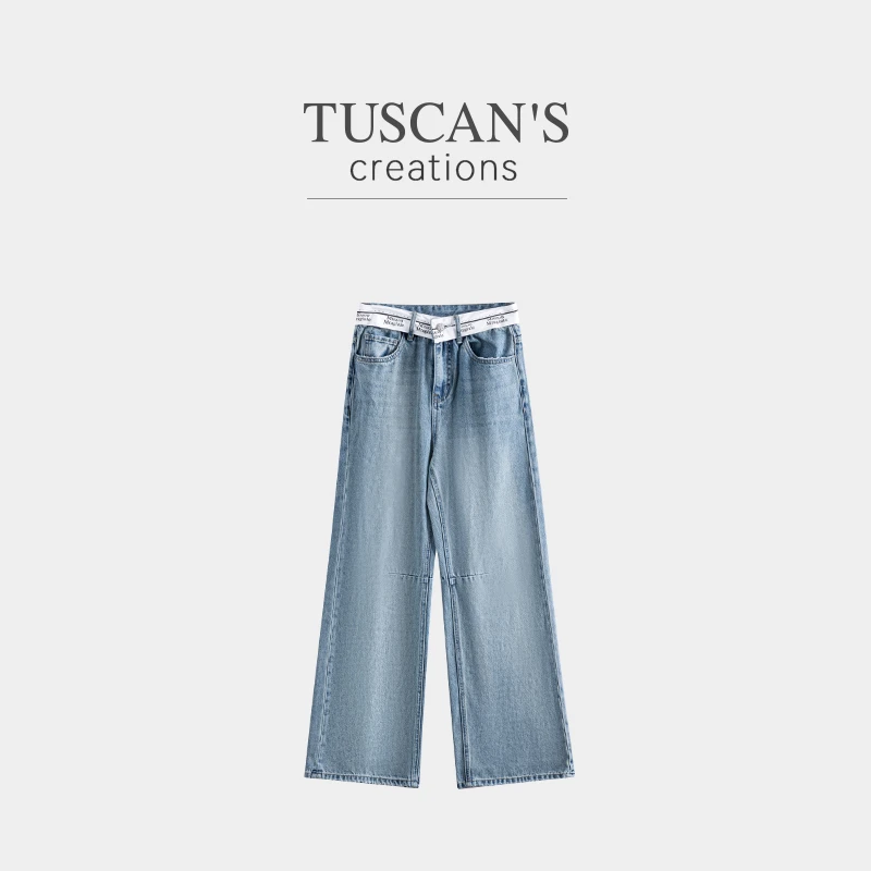 TUSCAN'S CREATIONS夏季宽松休闲高腰显瘦显高女士阔腿裤直筒裤