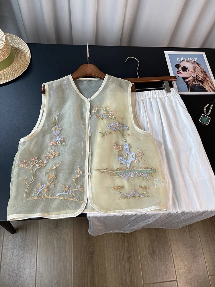 【海岛简爱】花开有期高端时尚百搭显瘦轻国风马甲258261-1