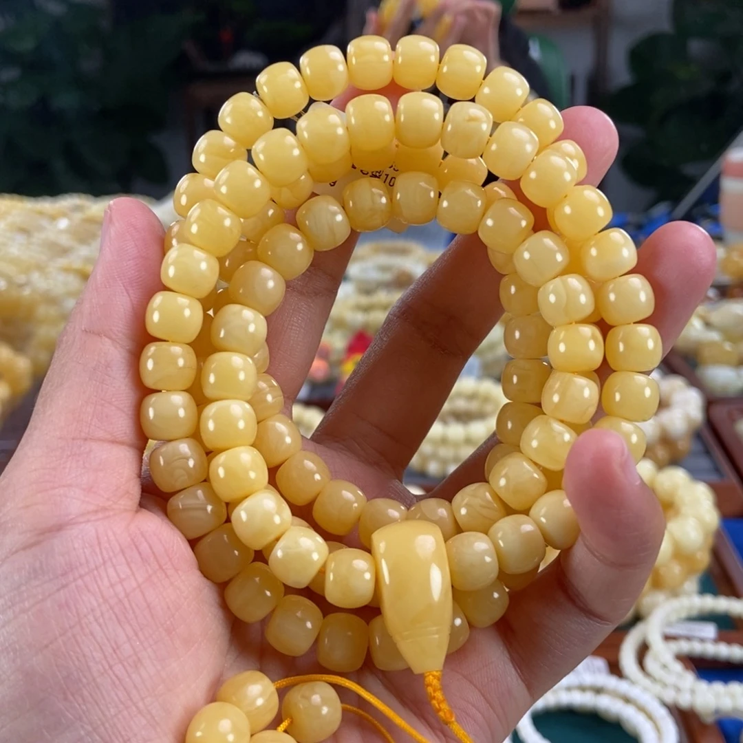 未镶嵌琥珀手链9白花蜡老型108串51.35