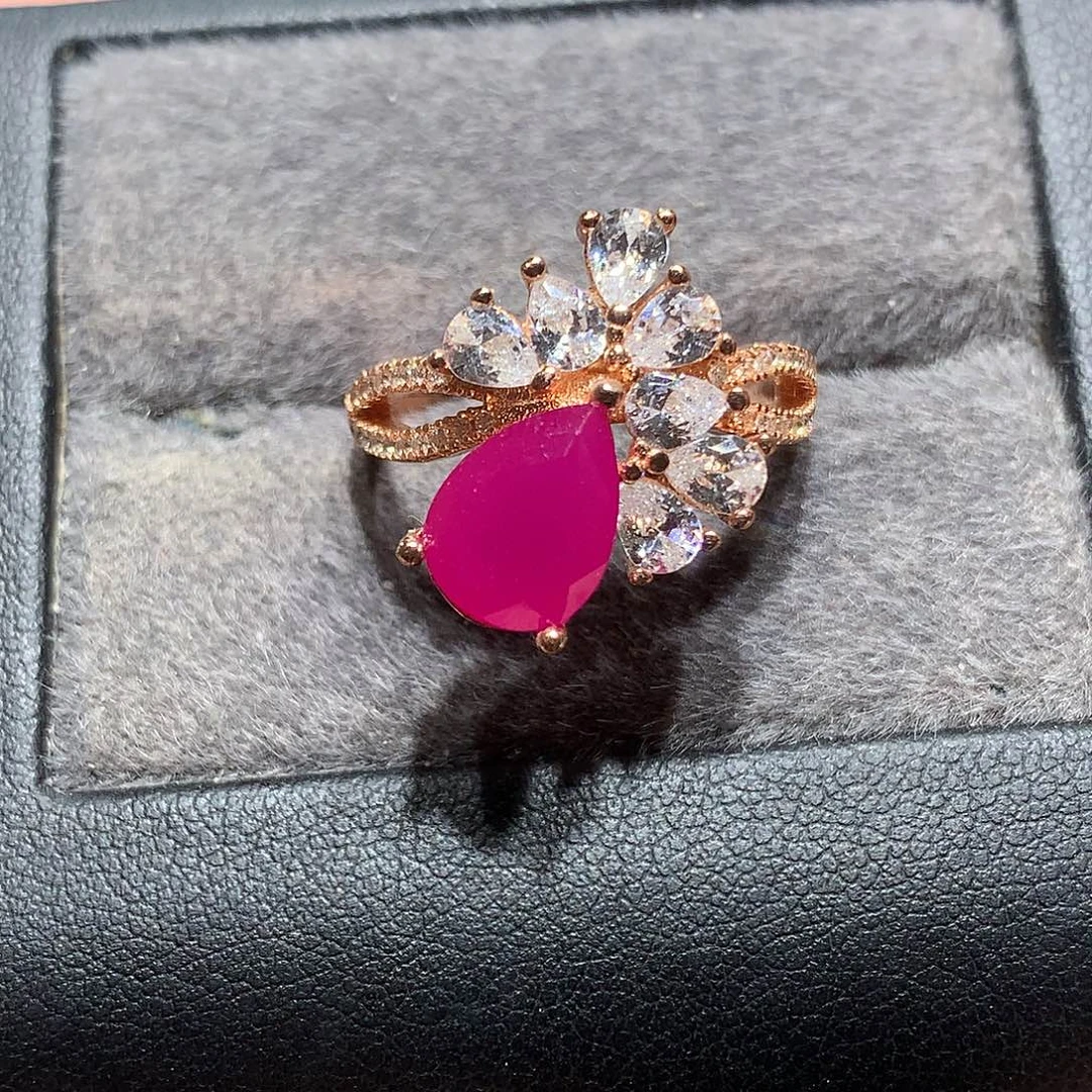 戒指银S925镶嵌红宝石