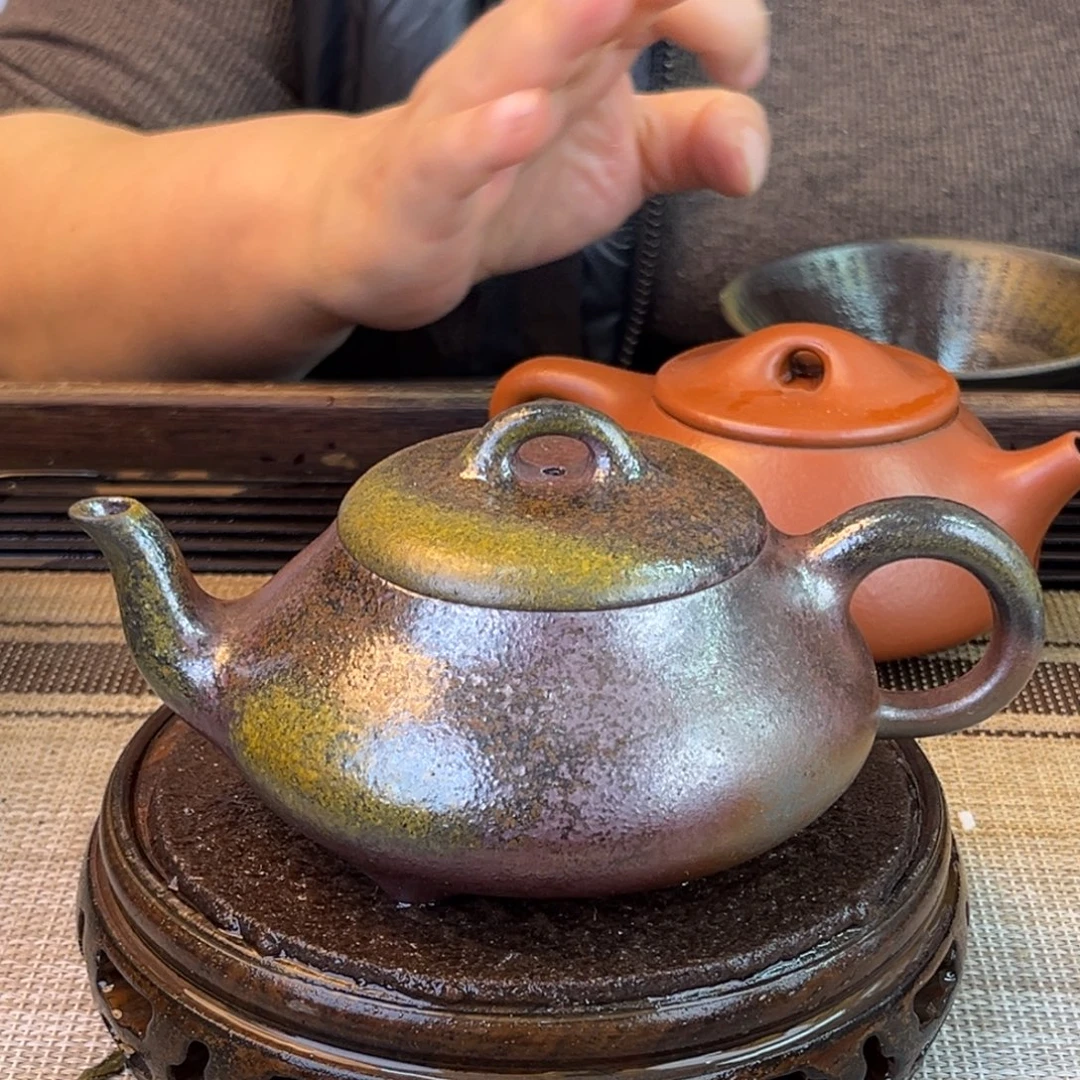 紫砂茶壶底槽清柴烧200cc