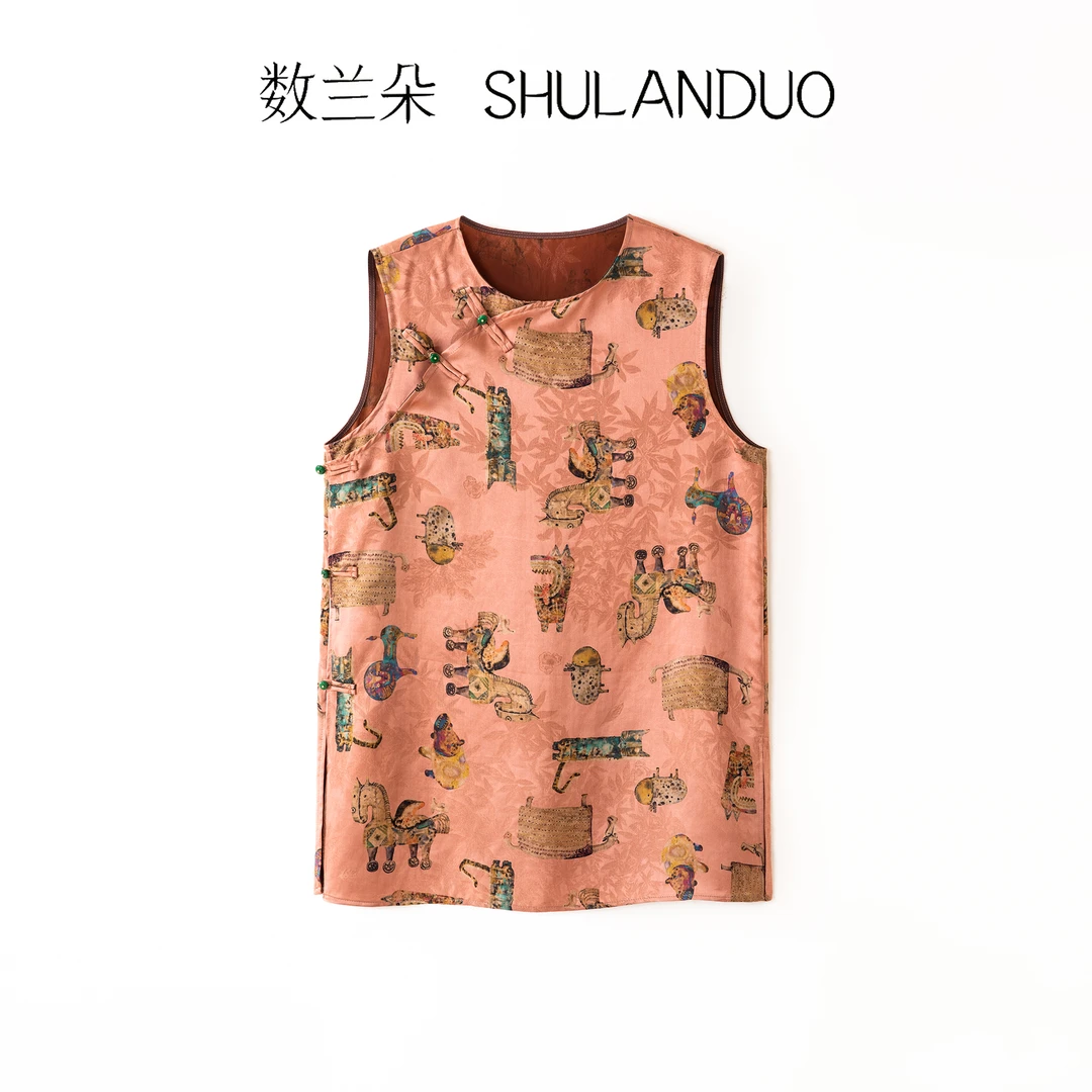 【非遗传承香云纱】100%桑蚕丝国风无袖背心 复古中式气质马夹无袖