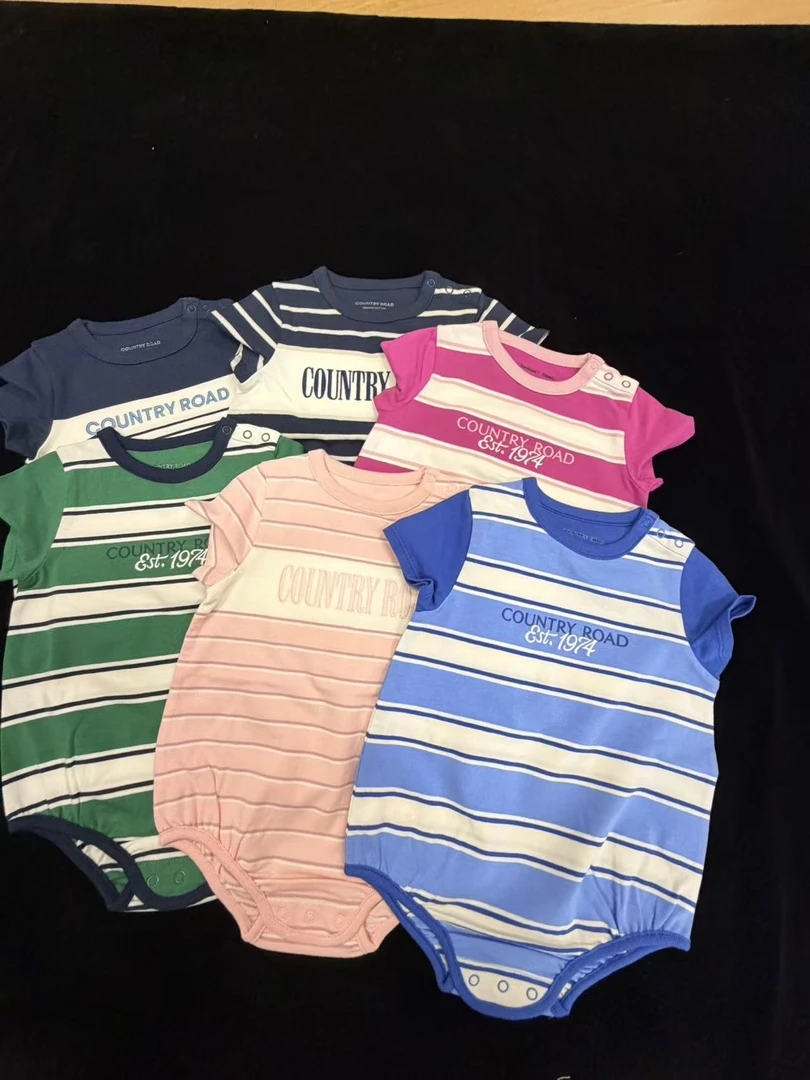 澳单CR六色条纹短袖包屁哈衣