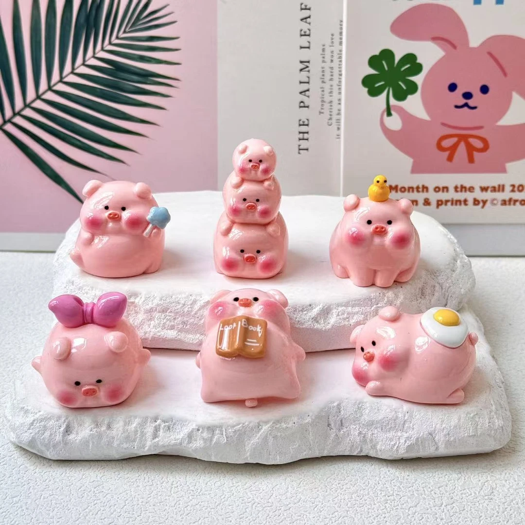 【卡通小猪】实色+夜光+高透粉色立体小猪树脂diy桌面摆件少女心