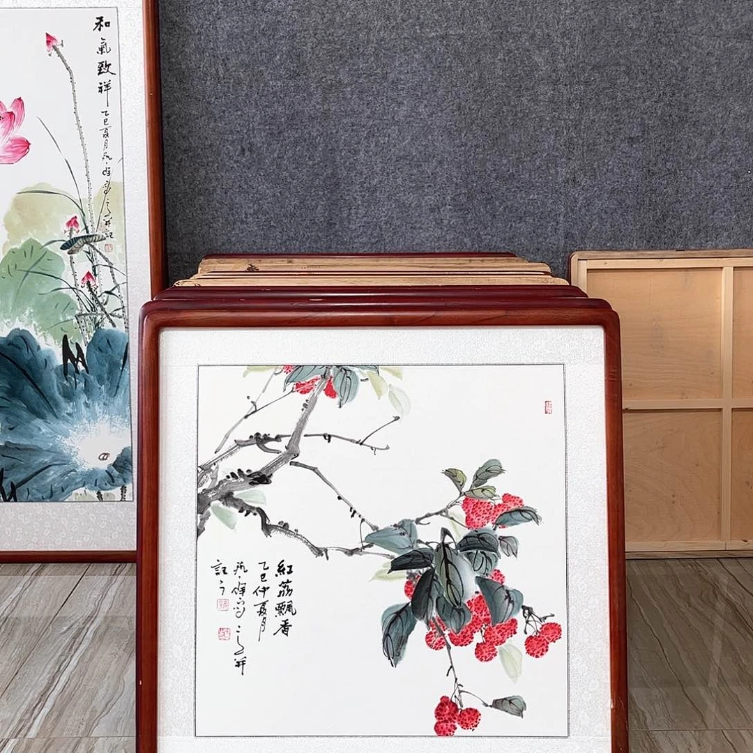 国画书画作品带框63×63
