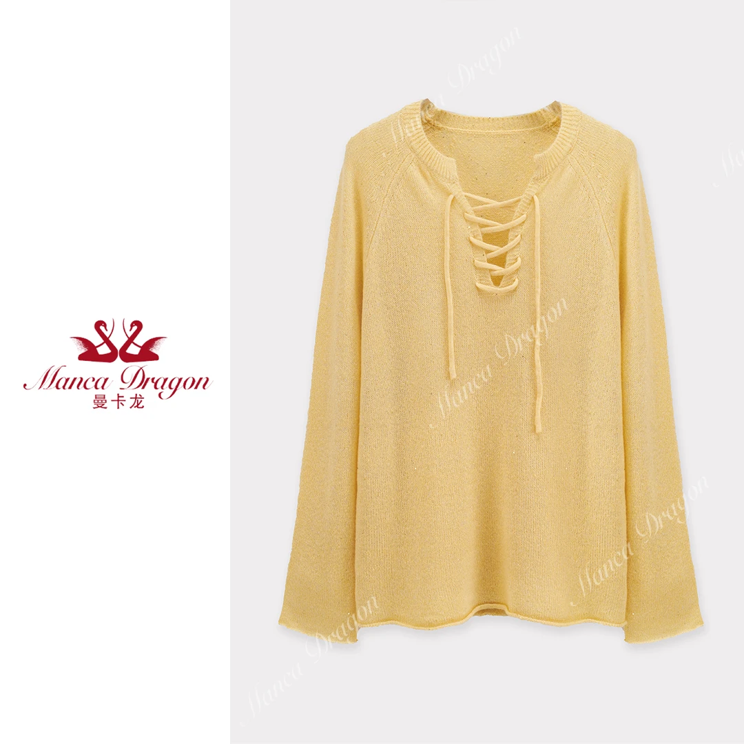 MANCA DRAGON/曼卡龙潮牌羊绒混纺OVERSIZE套头流行时尚潮牌毛衣