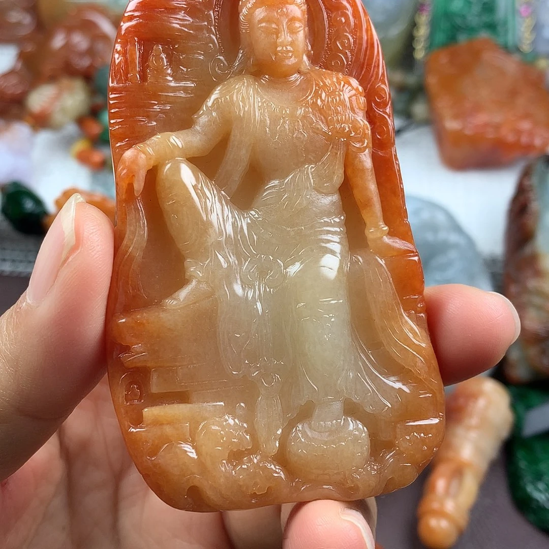 三***中翡翠未镶嵌颈饰挂件