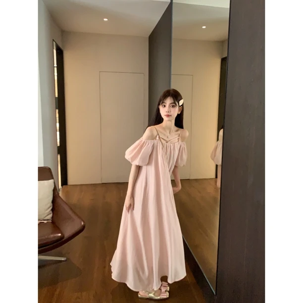 赵小小【超仙！蝶恋少女】夏日短袖法式慵懒风裙子泡泡袖连衣裙27318