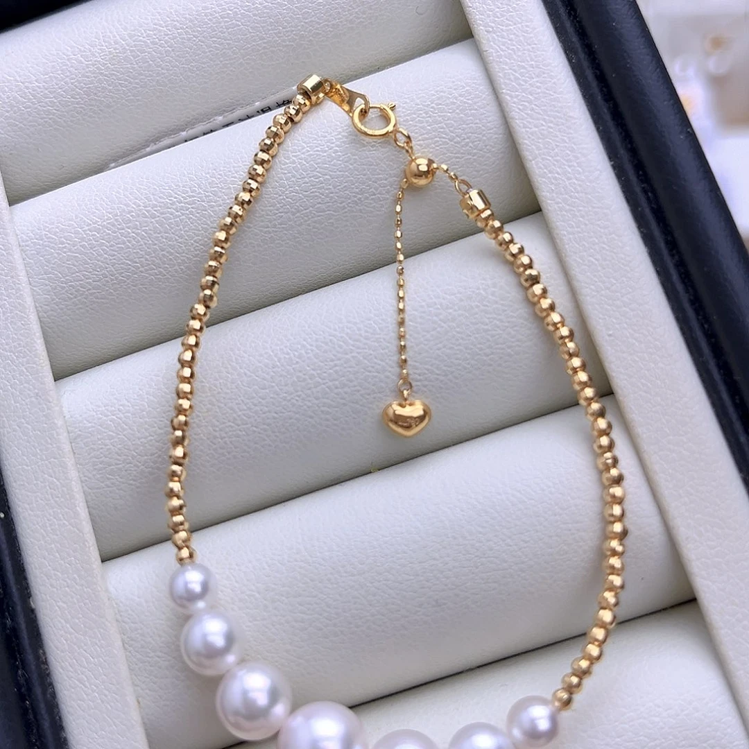 18K金镶嵌海水珍珠手链