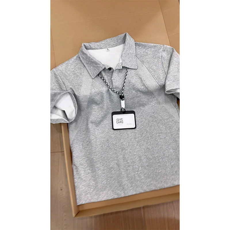 美式正肩短袖Polo衫男夏季重磅高级感翻领T恤休闲潮牌情侣半截袖