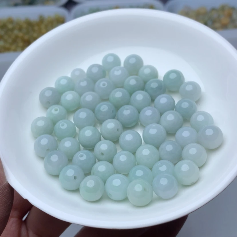 【闪购商品】翡翠手链未镶嵌卡9豆绿10个