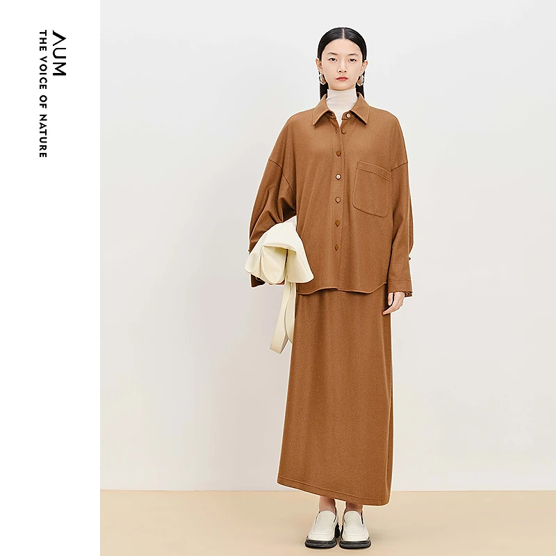 AUM/噢姆秋季新款高智感老钱风宽松静奢高级感衬衫M1EG43879