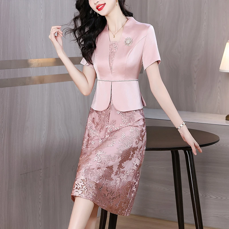 实拍喜婆婆礼服平时可穿中式旗袍2025新款假两件妈妈婚宴装喜服