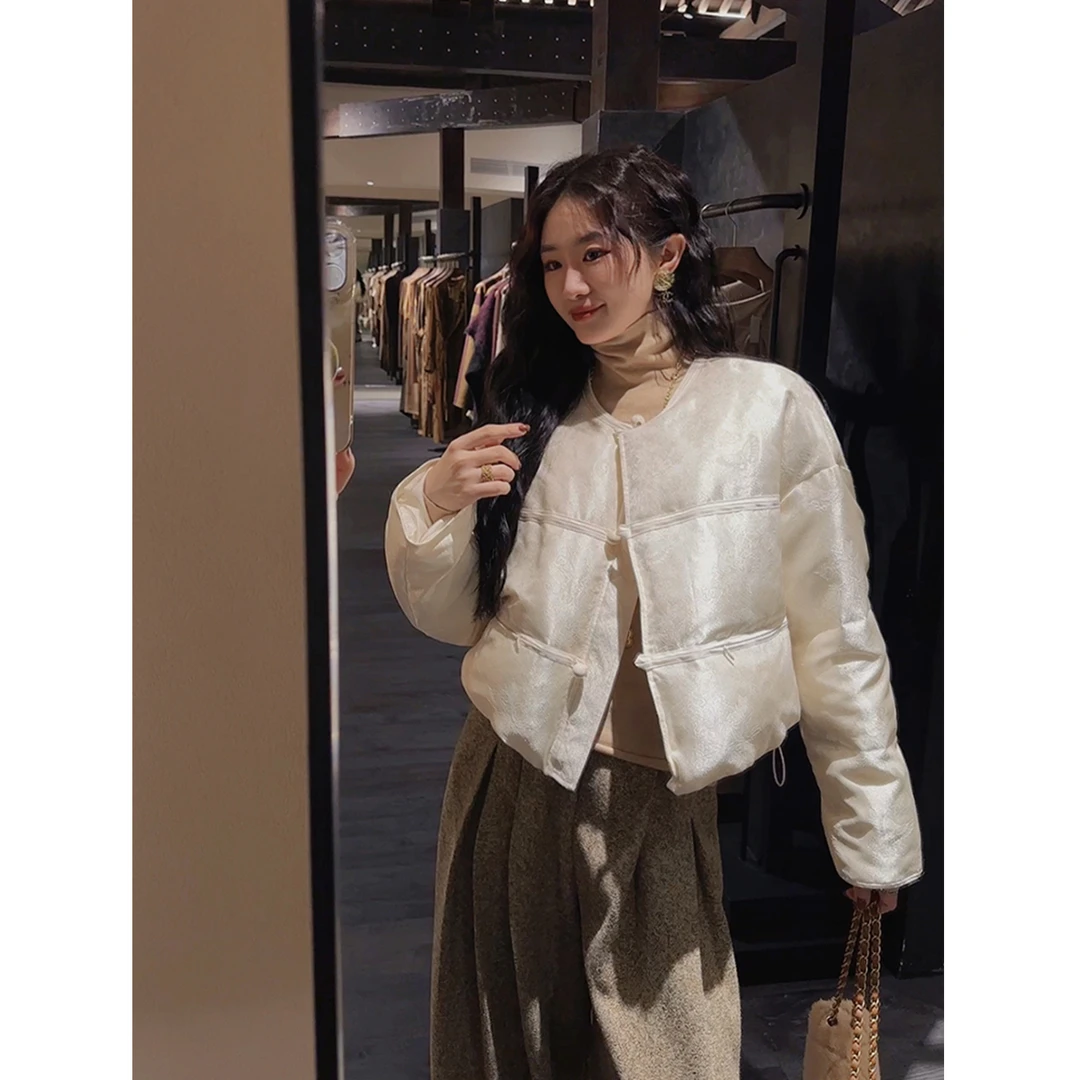 【云c的专属】三吉黑花【清平乐】新中式提花国风羽绒服秋冬季长短款