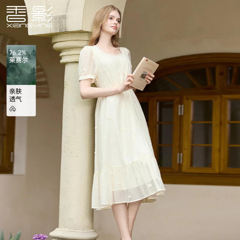 【直播专享】L85S368连衣裙 香影樱花立线绣连衣裙夏季新款泡泡