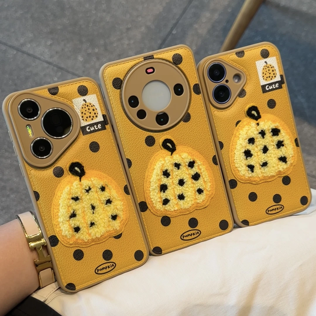 刺绣波点草间弥生适用苹果17/16气垫手机壳vivo华为P70小米15oppo