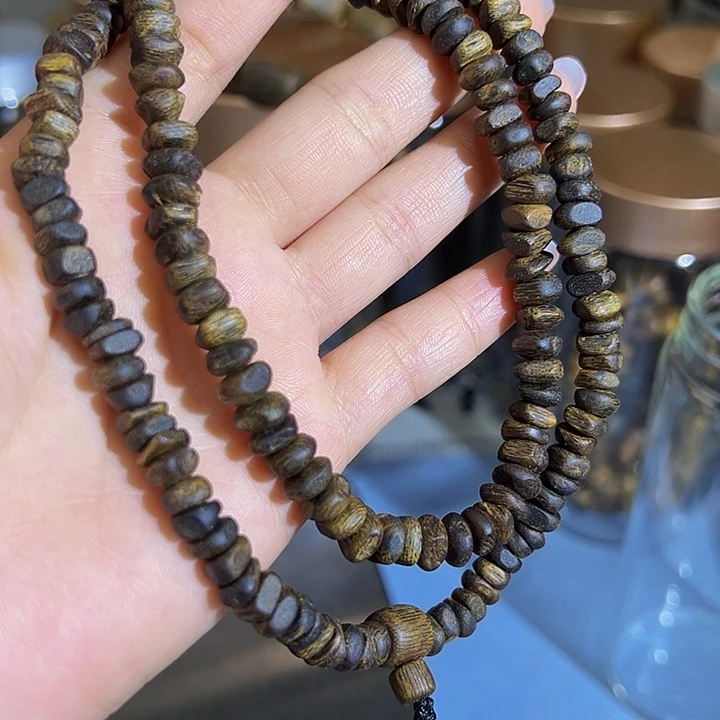 沉香手串烟**燎沉水老料树丁虫漏多圈张勺子0720