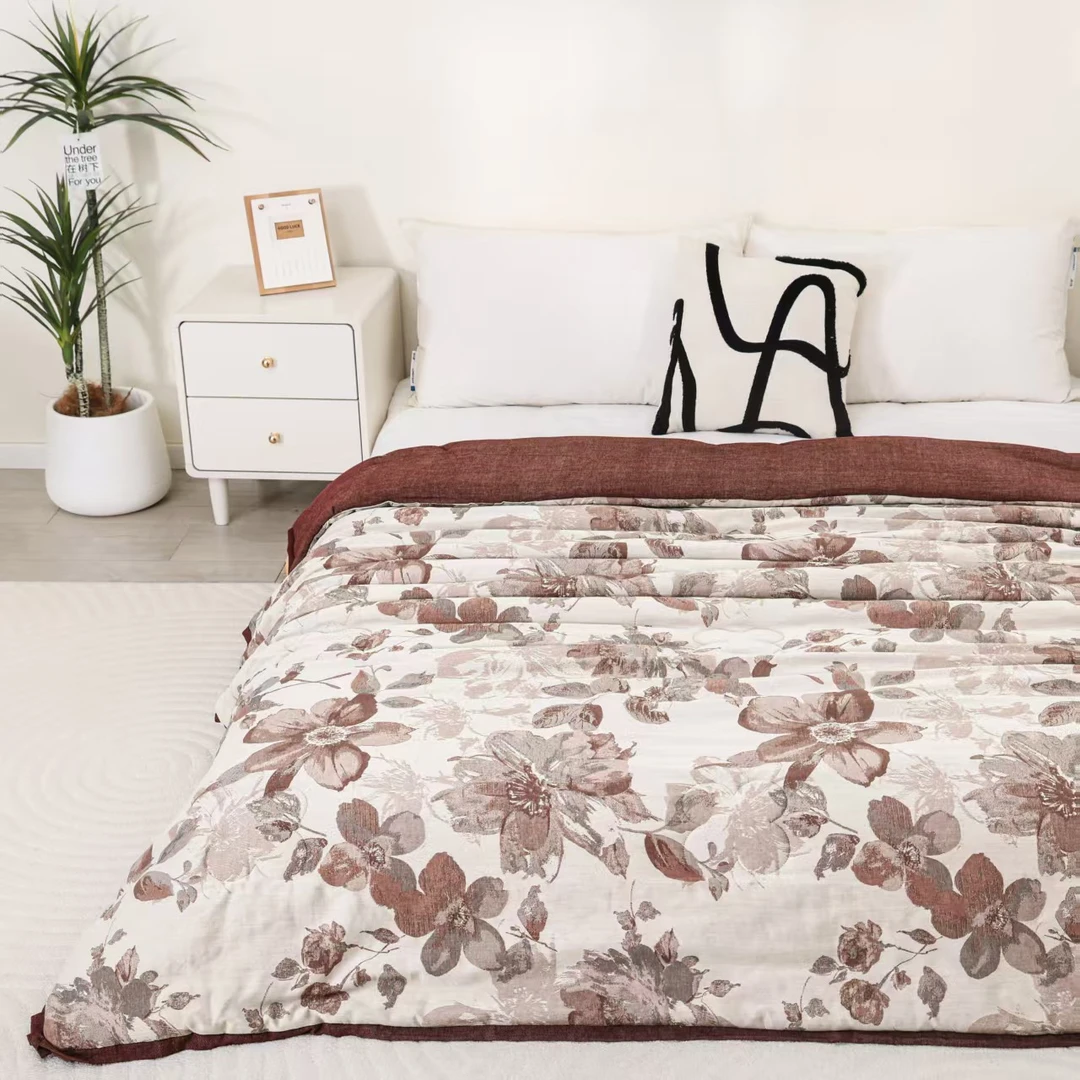 （漫朵）200cm*230cm 4斤高端亚麻空调被夏凉被提花超柔软四季被