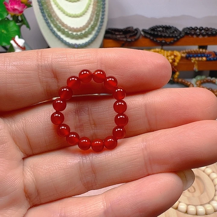 南红玛瑙颈饰合金D*玛瑙小戒指千禧原创