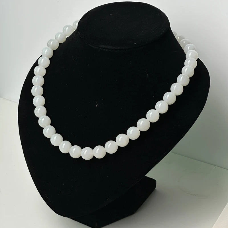 约11-12mm和田玉白玉项链