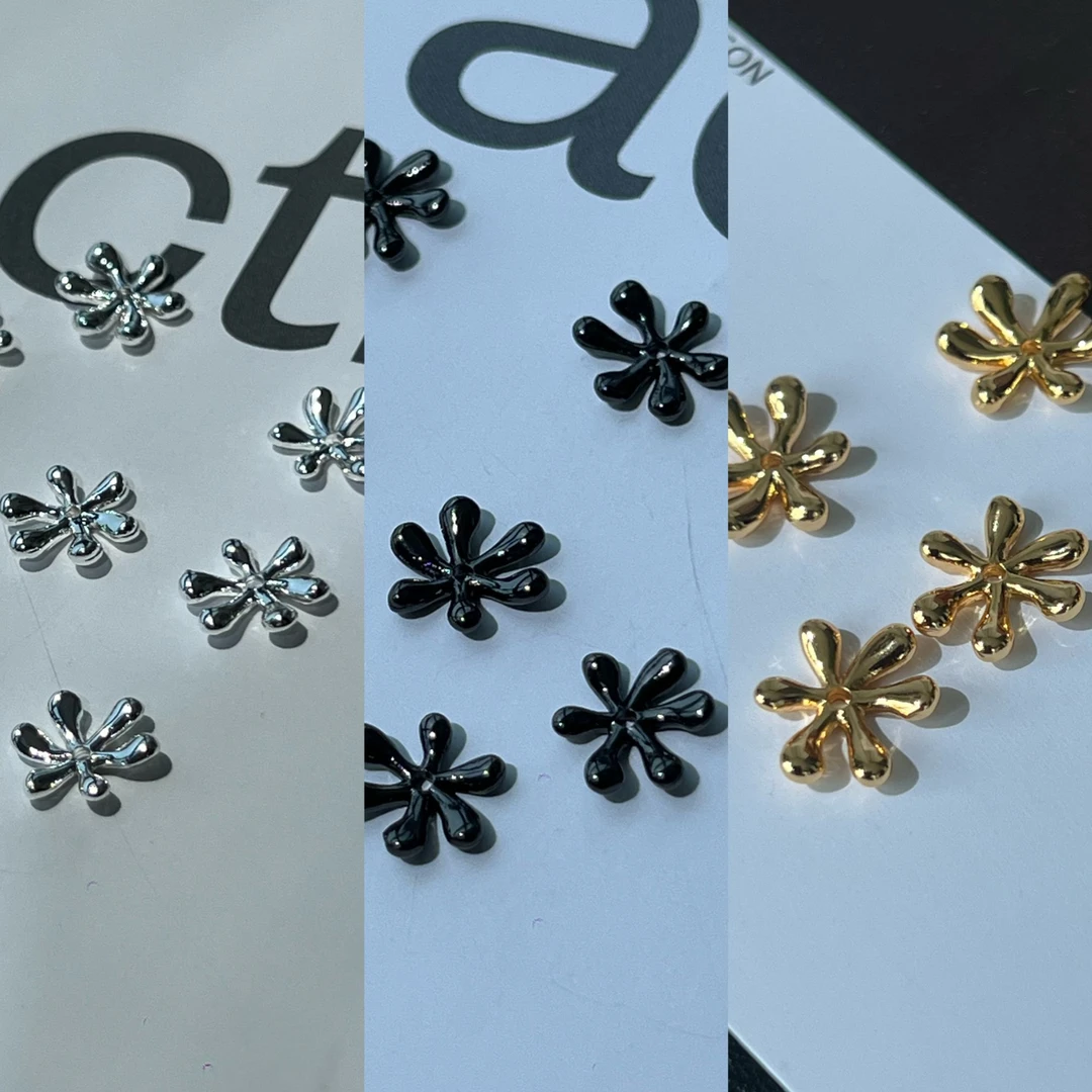 锌合金项链 设计花瓣首饰配件锌合金镀18K立体花托水晶手链配件
