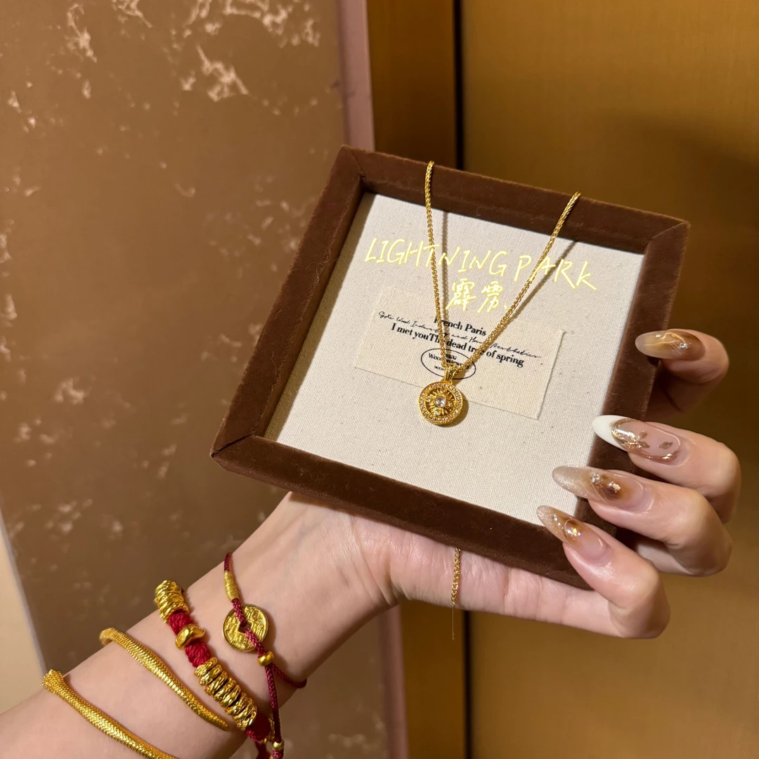 铜合金吊坠 【霹雳配饰公园】新中式国风小太阳吊坠项链