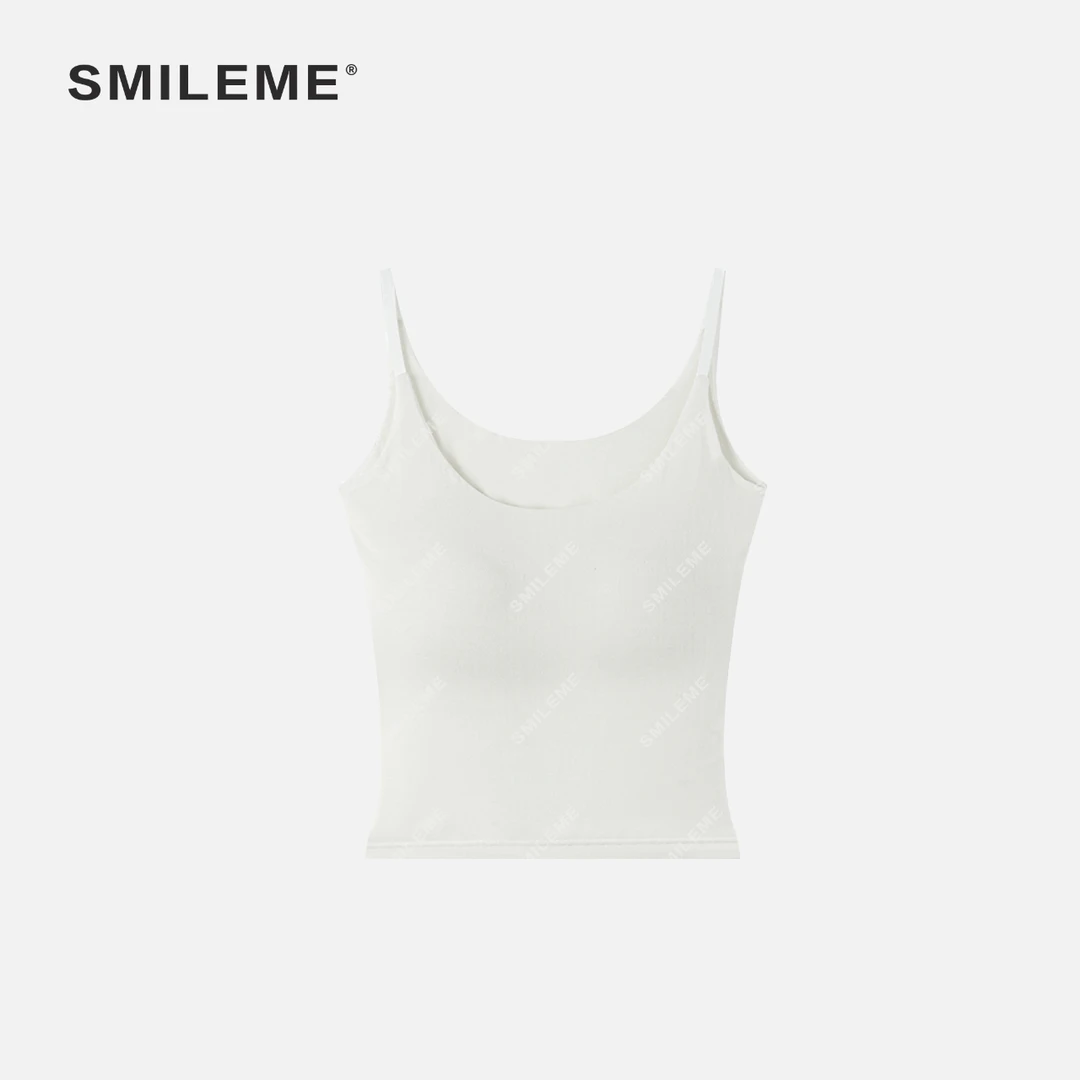 SMILEME【秋水伊尔】秋冬款绵羊毛混纺带胸垫百搭打底纯色内衣背心