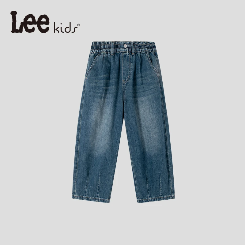 Leekids儿童年春夏童装休闲宽松时尚百搭大童阔腿牛仔裤