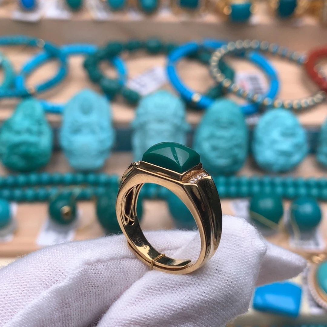 念***2绿松石18K金镶嵌珠宝奇石