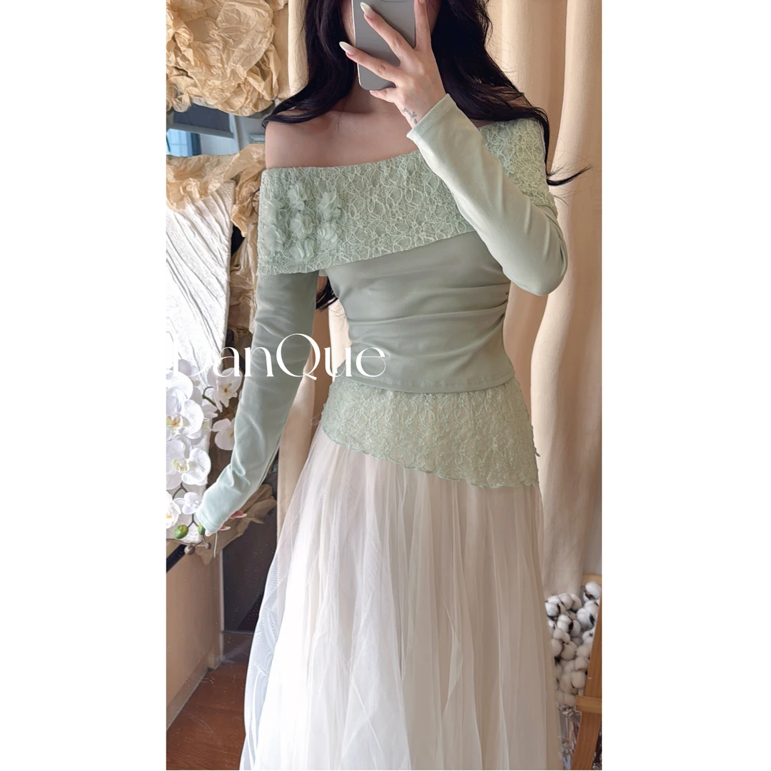 时尚套装百搭春季新款针织上衣百搭网纱半裙