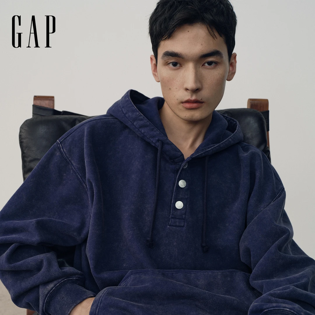 【成毅代言】Gap男女装2025秋季新款宽松抓绒休闲连帽衫卫衣856674