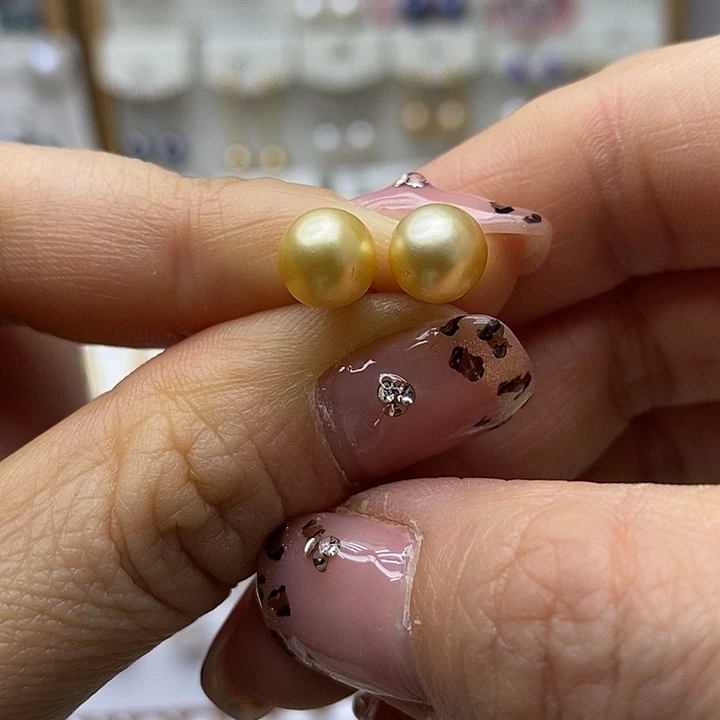 淡水珍珠耳钉银S925镶嵌