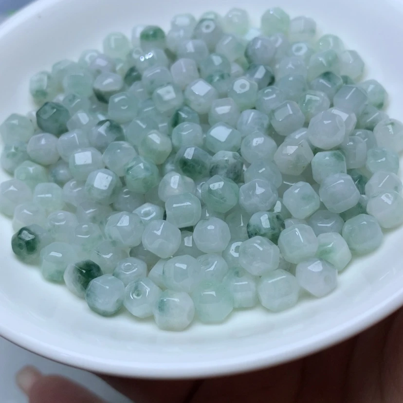 【闪购商品】未镶嵌手链翡翠卡6冰飘花六棱珠30颗