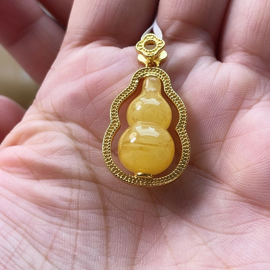 银S925镶嵌琥珀裸石琥珀h6