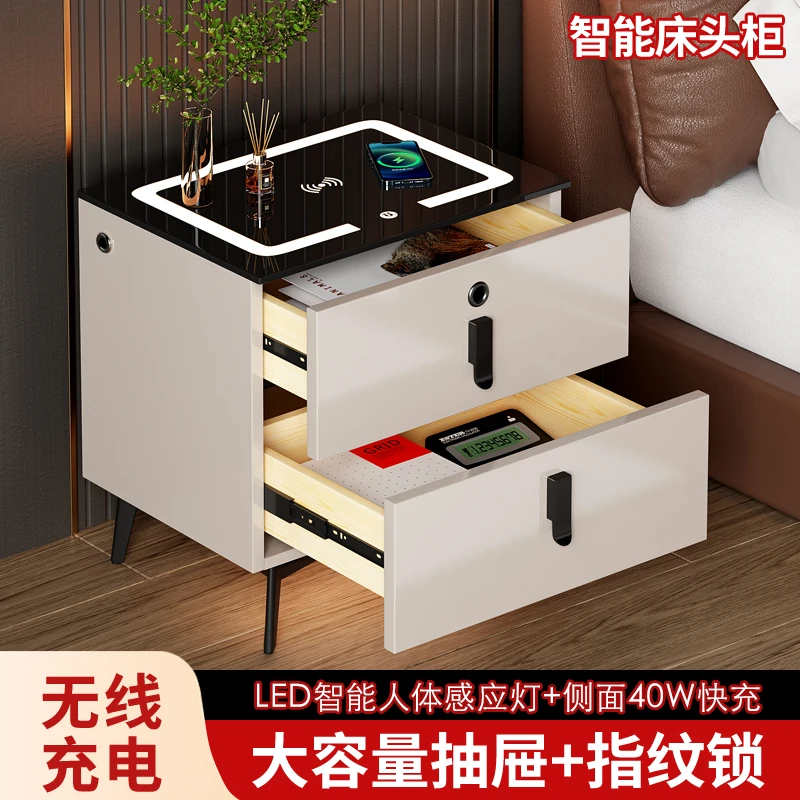 庄鼎智能床头柜烤漆带指纹锁无线充电桌面灯感应灯USB超级快充