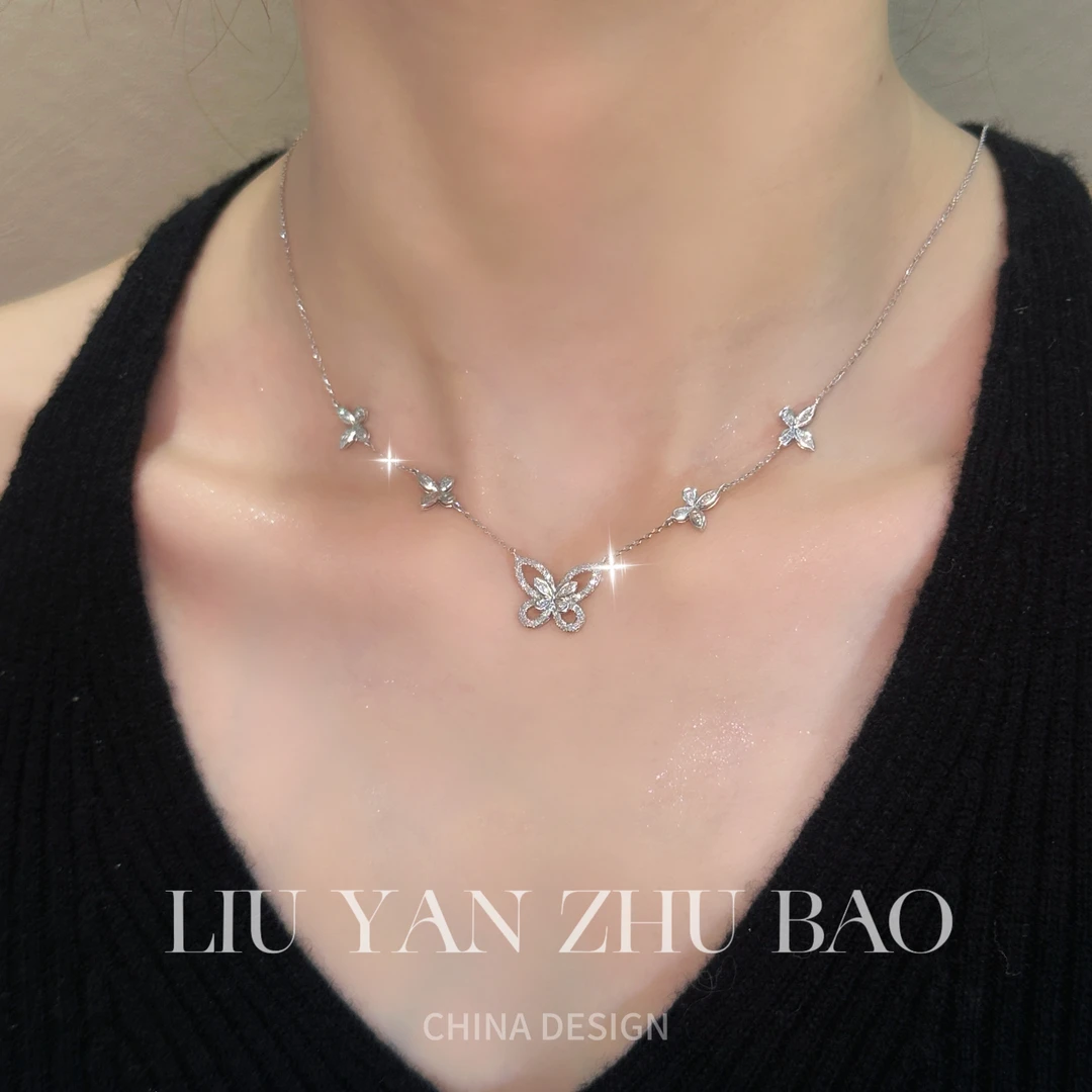【六言精选3号】 0386五蝴蝶重金项链时尚气质款 ZSXL