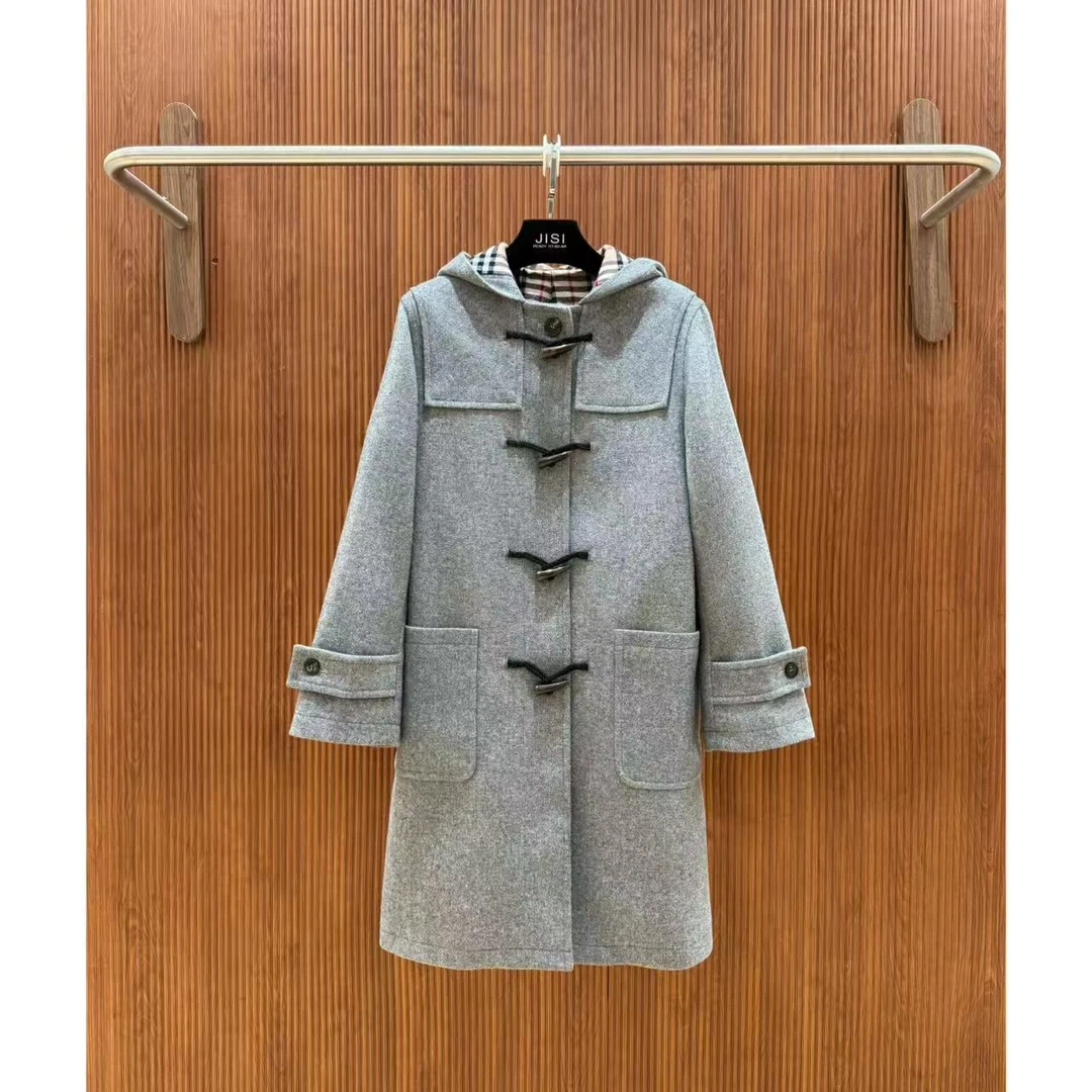 JISI B+ 学院风牛角扣毛呢长款大衣外套-WT25816J