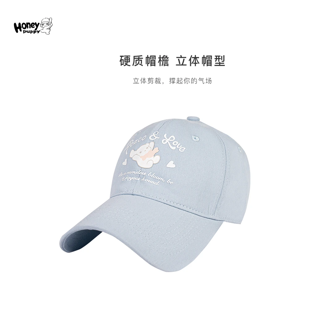 Honey Puppy卡通好搭可爱宽弯檐棒球帽大头围显脸小鸭舌帽男女