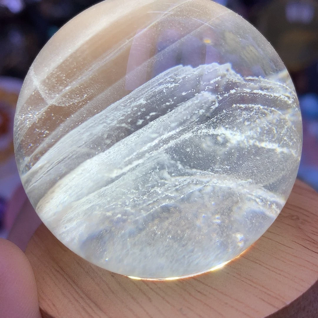 未镶嵌珠宝半成品水晶天然白水晶千层蓝针摆件