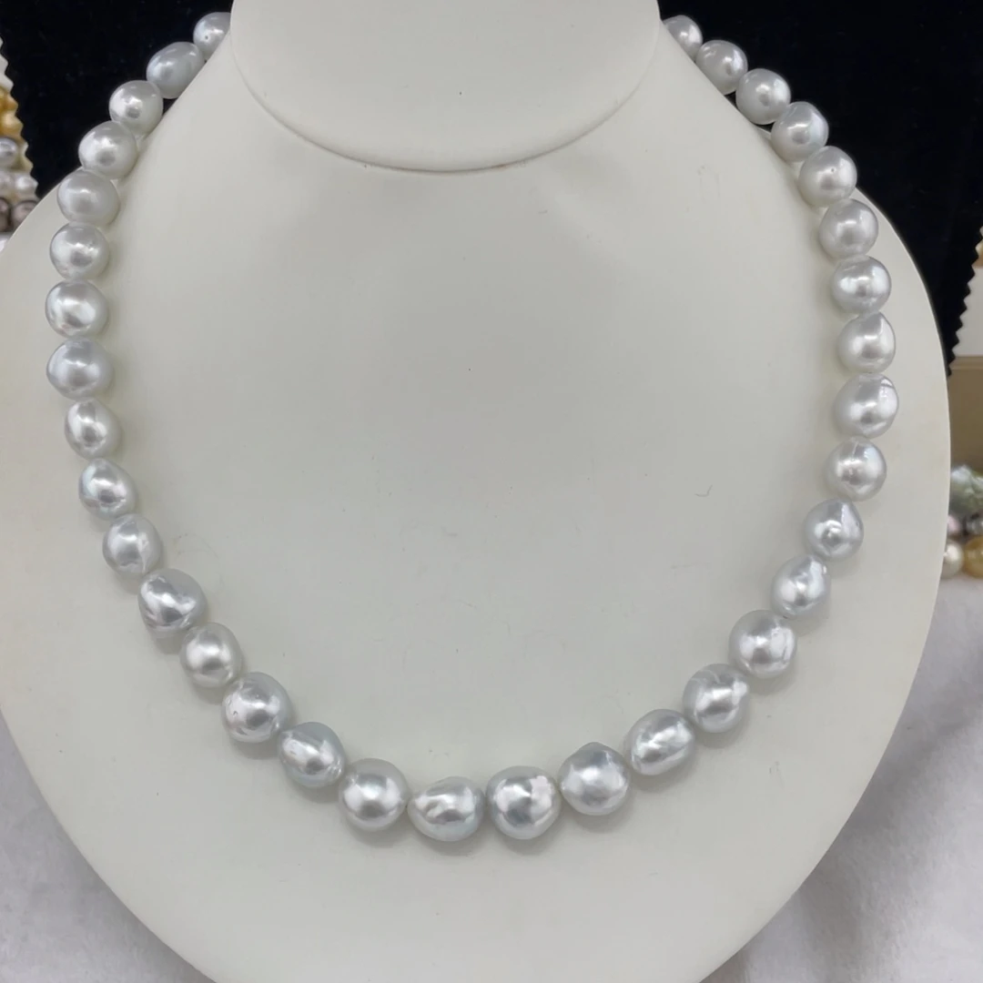 未镶嵌海水珍珠颈饰澳白海水珍珠项链9.8-12mm