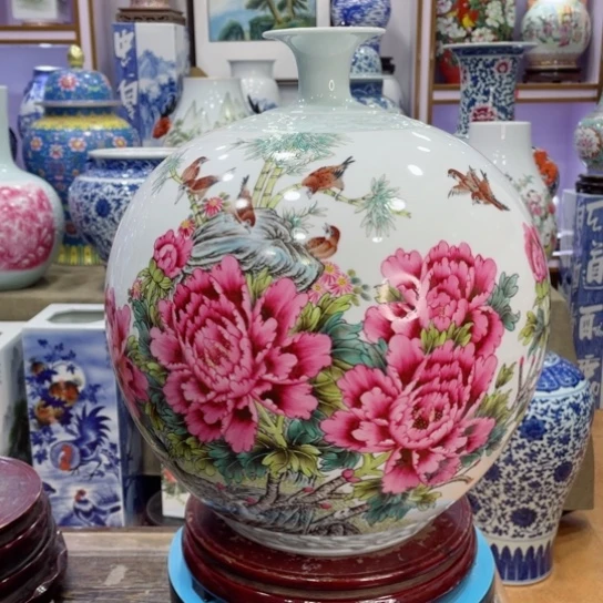 瓶原*全手工牡丹花球瓶