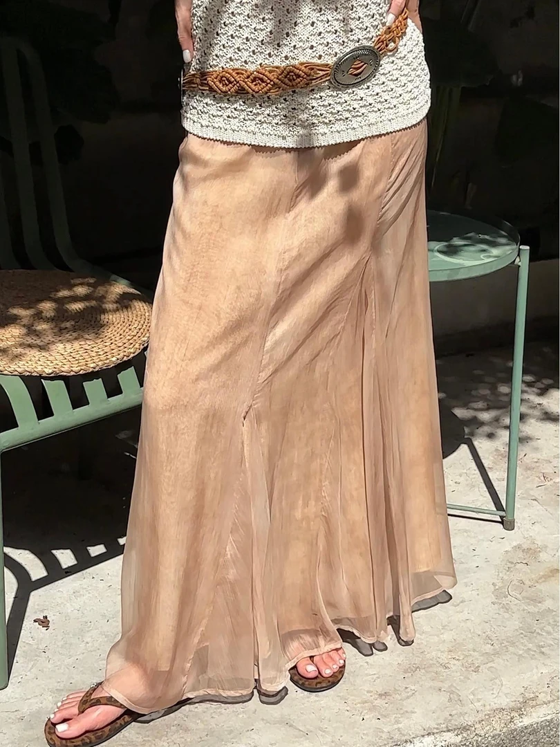 WUWU STUDIO 【埃及】优雅气质高级感慵懒风森系飘逸半身裙3149