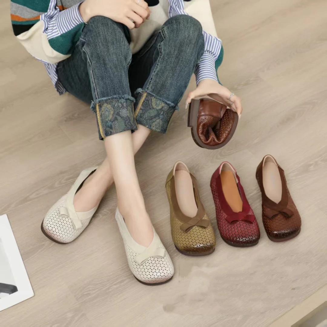 路易保罗奶奶鞋时尚蝴蝶结休闲风布鞋女鞋蝴蝶渔夫鞋镂空