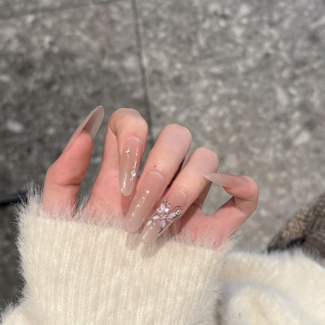 【金燕蝶】纯手工穿戴甲ins显白手绘贴钻蝴蝶指甲贴美甲贴片女AB甲