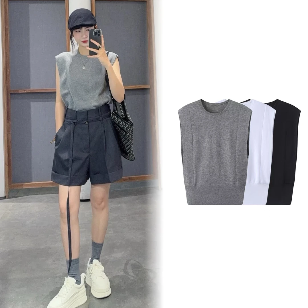 【0517】【三色针织背心】2025夏季新款圆领无袖针织背心马甲上衣女